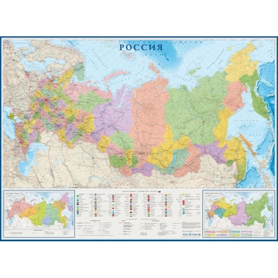 Карта настенная Россия политико-администр/1:4млн.2,17х1,60м,КН130