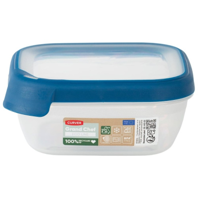 Контейнер для свч CURVER grand chef eco line прозрачный/синий, 0.75 л, квадратный