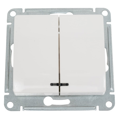 2-клавишный выключатель Systeme Electric Glossa Молочный с подсветкой, сх.5а, 10AX SE