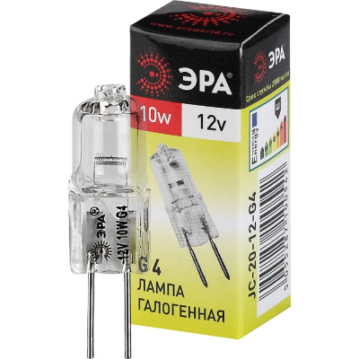 Лампочка галогенная ЭРА Набор 10 штук G4JC10W12V (EC) G4 10Вт капсула теплый белый свет