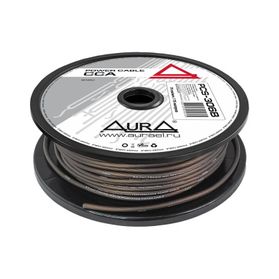 Кабель силовой AURA, 10AWG/6мм2, 75м/катушка, черный PCS-306B