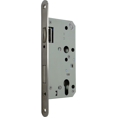Корпус замка с роликом DOORLOCK DL401R/C/55/20/SSS матовая нержавеющая сталь, под цилиндр, бэксет 55 мм