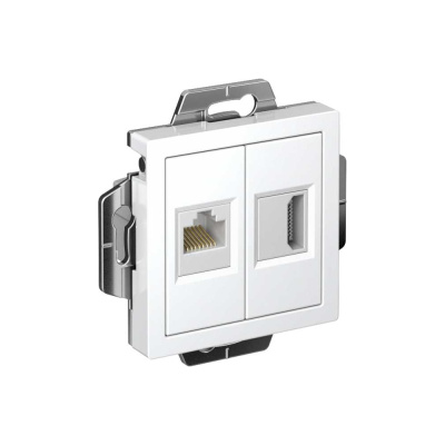 Механизм двойной розетки Systeme Electric Atlasdesign белый hdmi+rj45, кат.5е