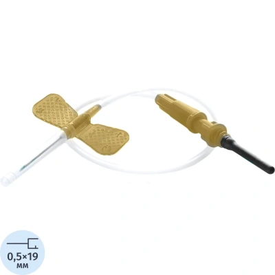 Игла-бабочка 25G (0,5х19мм) 19см оранжевая, Lind-Vac 100шт/уп