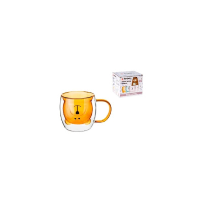 Стеклянная кружка PERFECTO LINEA Bear с двойными стенками, 250 мл, оранжевая