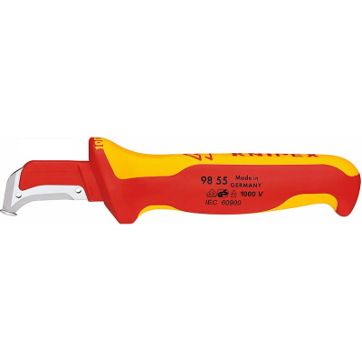Нож для удаления изоляции KNIPEX VDE, с "пяткой", нержавеющая хирургическая сталь