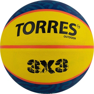 Мяч баскетб. TORRES 3х3 Outdoor, B022336 р.6, 8 панелей, желто-синий
