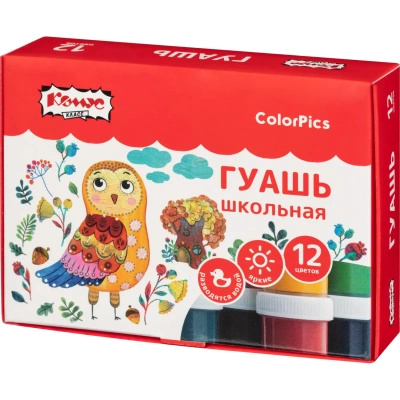 Гуашь Комус Класс ColorPics 12 цветов по 10 мл