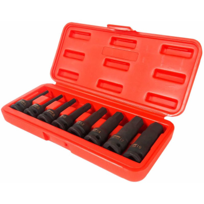 Набор ударных бит-головок 1/2" HEX H5-19 мм, длина 78 мм, в кейсе (8 предметов) JTC J408LH