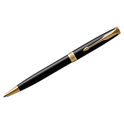 Ручка шариковая PARKER "Sonnet Core Lacquer Black GT", корпус черный глянцевый лак, позолоченные детали, черная, 1931497