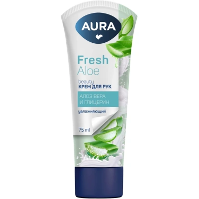 Крем для рук AURA BEAUTY увлаж. с глицерином и экстрактом алоэ 75мл КК/24