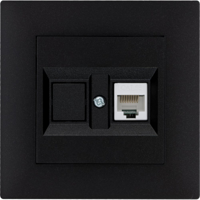 Розетка MAKEL компютерная CAT5 + гнездо СП KAREA RIZZ IP20 черн.