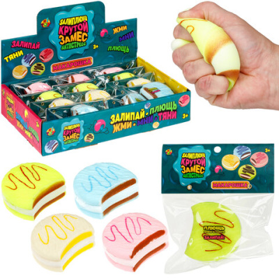 Игрушка-антистресс "КРУТОЙ ЗАМЕС. ЗАЛИПЛЮЩ. МАКАРОШКА", 8х7,5х2,5 см, ассорти, 1TOY, Т25994
