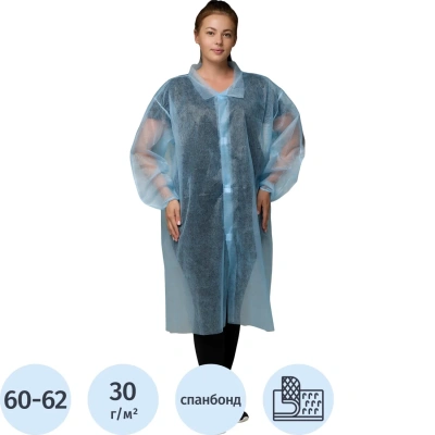 Халат н/с процед, рук.рез, лип, XXXL(60-62), пл30, Комус, гол, 10шт/уп