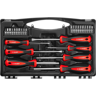 Набор отверток с битами Зубр МАСТЕР 25027 включает в себя самые популярные типоразмеры шлицов
