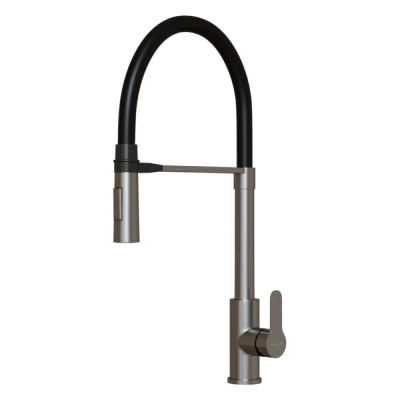Смеситель для кухни MIXLINE 35k MLSS-0402 черный гибкий излив магнит, п/гайку САТИН