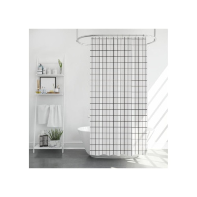 Шторка для ванной PERFECTO LINEA (12 колец в комплекте), 180x180 см, Harmony, клетка, 36-118203