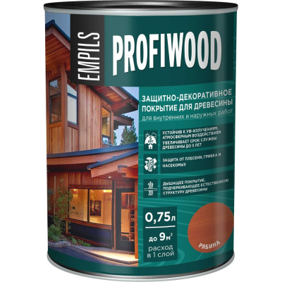 Защитно-декоративное покрытие для древесины PROFIWOOD (рябина; 0.75 л; 0.7 кг)