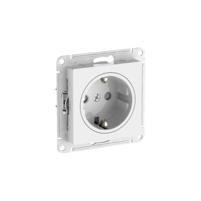Розетка Systeme Electric ATLASDESIGN ART с заземлением со шторками, 16А, мех., быстрозажимные клеммы, белый