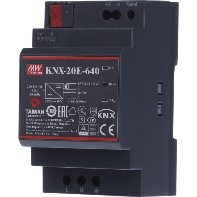 Блок питания на DIN-рейку Mean Well KNX-20E-640, для шины KNX, интегрированный дроссель, для умного дома