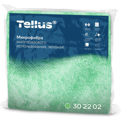 Микрофибра многоразового использования Tellus (TORK) арт зелёный 5 шт в упак