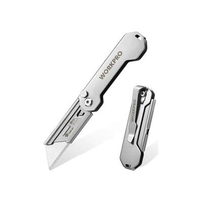Нож складной мини WORKPRO из нержавеющей стали (трапец)