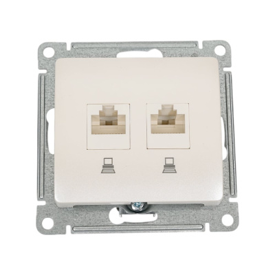 Компьютерная розетка Systeme Electric Glossa Перламутр 2-ая RJ45+RJ45, кат.5E SE