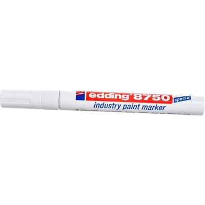 Маркер-краска лаковый (paint marker) EDDING "8750", БЕЛЫЙ, 2-4 мм, круглый наконечник, алюминиевый корпус, E-8750/49