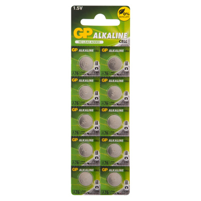 Батарейка GP Alkaline (отрывной блок), A76 (G13, LR44), алкалиновая, 1 шт., блистер, A76FRA-2C10