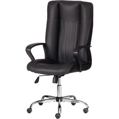 Кресло UT_Easy Chair Boston хром, (черн. подлок), кож/зам, черный, 36-6