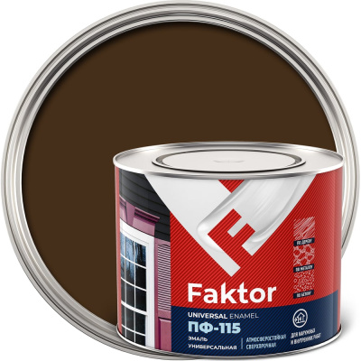 Эмаль ЯРОСЛАВСКИЕ КРАСКИ FAKTOR ПФ-115 (коричневая; банка 1,9 кг)