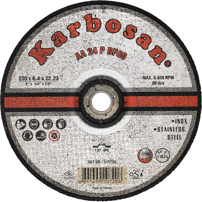 Диск шлифовальный по металлу Karbosan 230х6