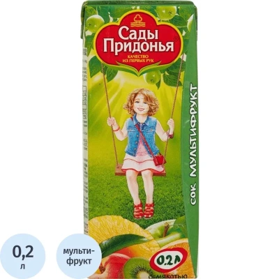 Сок Сады Придонья Мультифрукт с мякотью, 0,2л