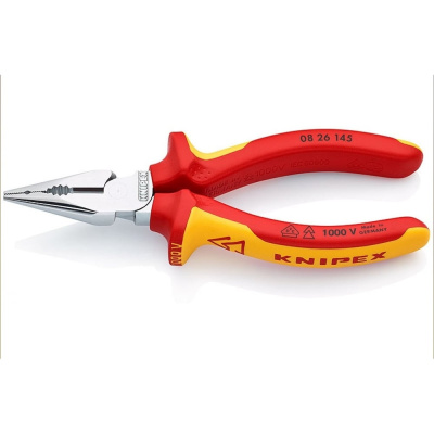 Комбинированные остроконечные плоскогубцы KNIPEX с удлинёнными губками VDE, 145 мм, хром, 2-комп ручки, SB