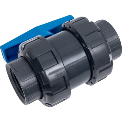 Кран шаровой AQUAVIVA НПВХ DN 50 резьба ВР 1 1/2" уплотнение TPV AQVBVE050