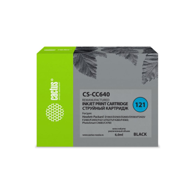 Струйный картридж для hp dj d1663/d2563/d2663/d5563/f2423/f2483/f2 Cactus №121 черный 6 мл CS-CC640