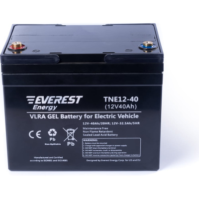 Тяговая аккумуляторная батарея EVEREST Energy TNE 12-40 изготавливается по технологии GEL для питания электроприводов