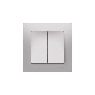 2-клавишный выключатель Systeme Electric ATLASDESIGN, сх.5, 10АХ, в сборе, быстрозажимная клемма, алюминий