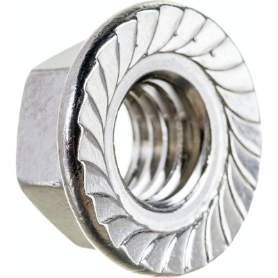 Гайка шестигранная с фланцем с насечками DINFIX DIN 6923 А2 НЕРЖ M 6 (50 шт) 00-0004866