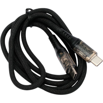 Кабель Cablexpert USB2.0, Type-C/Type-C, 5A, 66Вт, PD/QC3.0, дисплей, оплетка, медь, 1м, черный, CCP-USB2-CMCM-SCR-1M