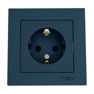 Розетка Systeme Electric AtlasDesign Изумруд с/з со шторками, 16А, в сборе SE