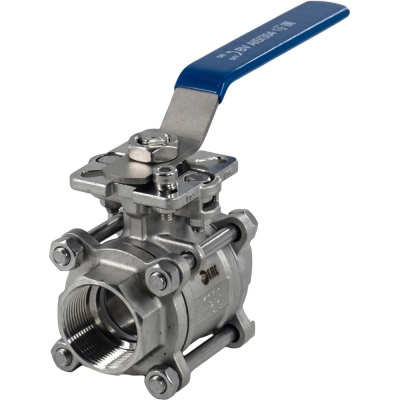 Кран шаровый муфтовый под привод NEWKEY нержавеющий (3PC), AISI304 DN40 (1 1/2"), (CF8), PN40 NK-BMTp40/4