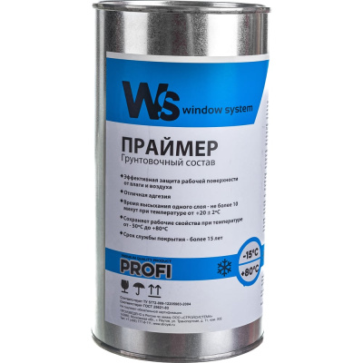 Однокомпонентный грунтовочный состав WINDOW SYSTEM prof каучуковый 1кг WSprimer1 наносится на бетонные, асбестобетонные