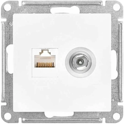 Розетка 2-ая TV+комп. RJ45 кат. 5Е SE AtlasDesign Белый (ATN000189)