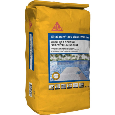 Плиточный клей SIKA Ceram-260 Elastic White Мешок 20 кг, класс С2 ТЕ S1 Белый