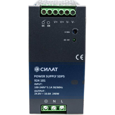 Блок питания на DIN-рейку СИЛАТ 240W, 10A, 24V / 90-264VAC 1 шт
