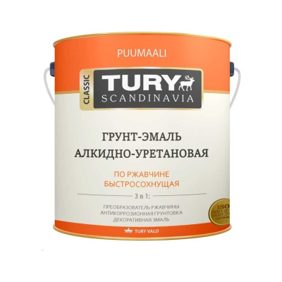 Грунт-эмаль TURY АУ по ржавчине 3 в 1, красно-коричневая (RAL 8012), 2 кг