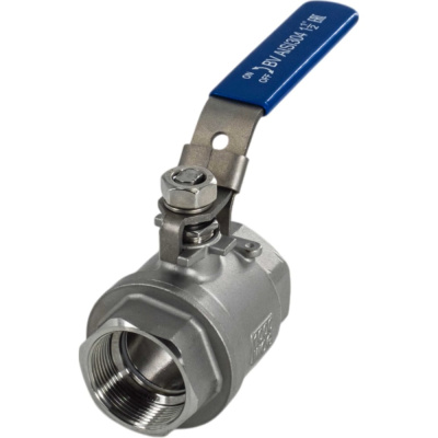 Кран шаровый муфтовый двусоставной NEWKEY (2PC) с фиксатором, нержавеющий, AISI304 DN40 (1 1/2"), (CF8),PN40 NK-BMLf40/4