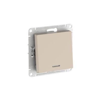 Переключатель 1-клавишный с подсветкой Systeme Electric ATLASDESIGN сх.6а, 10АХ, мех., быстрозажим. клем., песочный