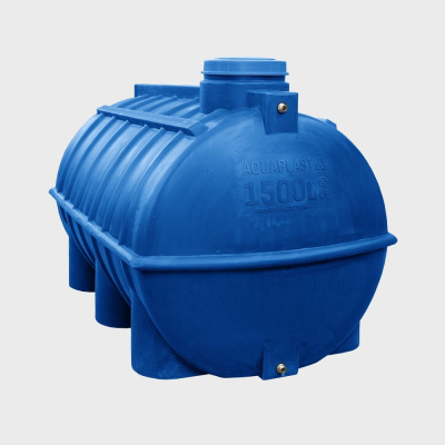 Овально-горизонтальная емкость AQUAPLAST 1500 л, синяя